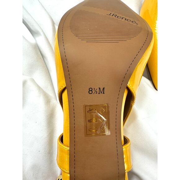 J. Reneé Sirmati Slingback Pointed Toe Pump Marigold Yellow Patent 8.5 - Picture 16 of 16